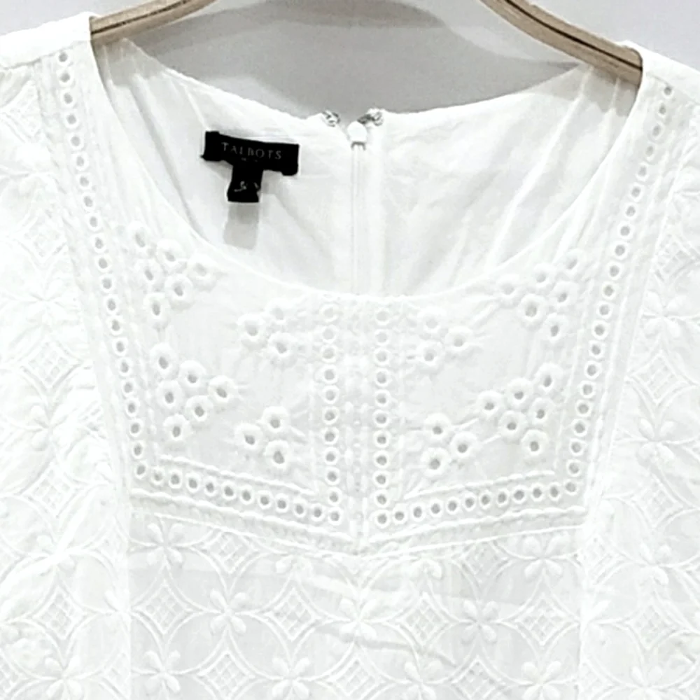 NEW Talbots Embroidered Eyelet Sheath Sleeveless White Dress sz 6P - Picture 6 of 16